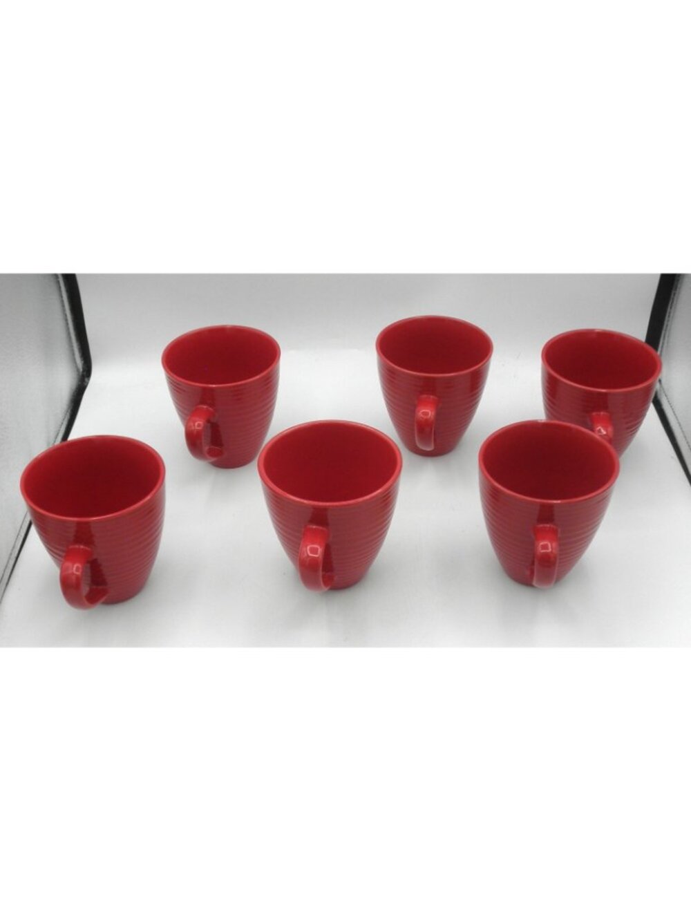 BIA Cordon Bleu Red Embossed Beehive Bands Art Deco Style Mug Set of 6 - Picture 2 of 9